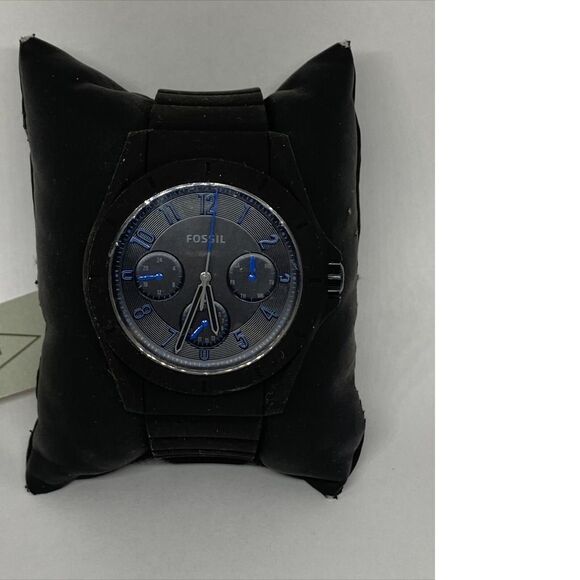 Fossil Poptastic FS5222 Mens Black Silicone Analog dial Quartz Wrist Watch UC262 - Picture 1 of 12